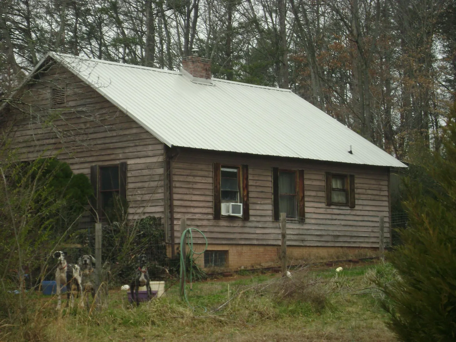 White metal roof on an old wood sided farmhouse, from a Asphalt Shingle Roof Repair job in Garrison
